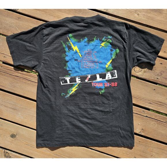 Vintage TESLA Tour Band Graphic Shirt 1988 CHED Anvil Single Stitch USA - Picture 7 of 9